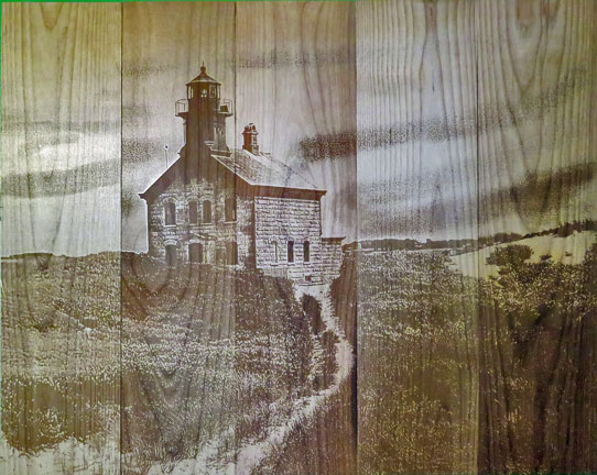 Mural created from a photograph engraved on 5 panels