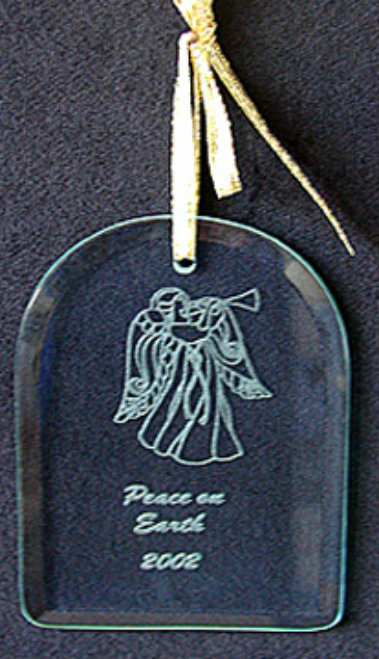 Laser Engraved Beveled Edge Glass Ornament