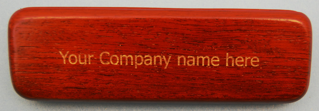 Laser Engraved Red Wood Finish Pen Box with Color Filled Text .