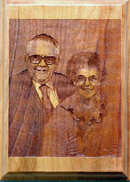 laser engraved photograph on an 8