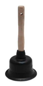 Desatascador manual grande con doble campana de caucho y mango de madera resistente