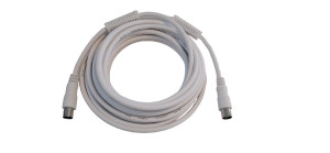 Cable coaxial antena TV 5 metros, blindado, con conectores hembra y macho de 9.52 mm, color blanco Cable coaxial antena TV 5 metros, blindado, con conectores hembra y macho de 9.52 mm, color blanco