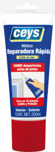 Masilla reparadora rápida Ceys en tubo de 200 ml para tapar agujeros en interior y exterior Masilla reparadora rápida Ceys en tubo de 200 ml para tapar agujeros en interior y exterior