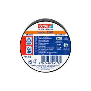 Etiqueta de cinta aislante eléctrica negra tesa 53988, certificada para 7000 voltios, 25 mm x 25 m Etiqueta de cinta aislante eléctrica negra tesa 53988, certificada para 7000 voltios, 25 mm x 25 m