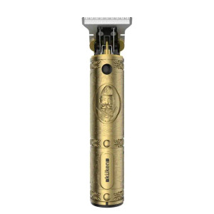Cortapelo profesional dorado con cuerpo grabado y cuchillas en forma de T Cortapelo profesional dorado con cuerpo grabado y cuchillas en forma de T