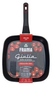 Sartén parrilla cuadrada FRAMA Giulia 28x28 cm para asar con base full inducción Sartén parrilla cuadrada FRAMA Giulia 28x28 cm para asar con base full inducción