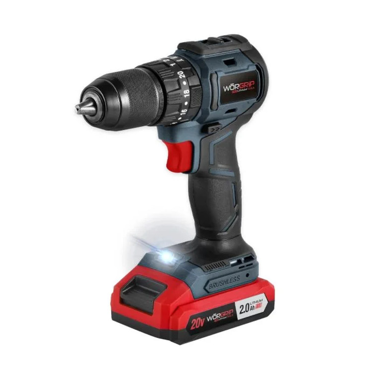 Taladro percutor compacto 20V brushless inalámbrico para uso doméstico y bricolaje urgente
