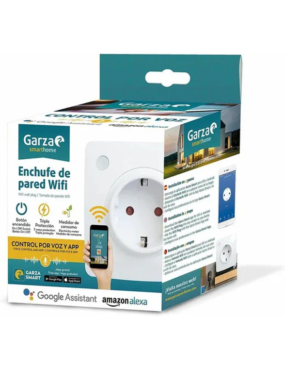 Enchufe inteligente Wifi empotrable con control por app y voz, compatible con Alexa y Google Assistant