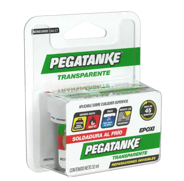PEGATANKE Epóxico Transparente 32 ml en blister, pegamento epóxico bicomponente para piezas visibles