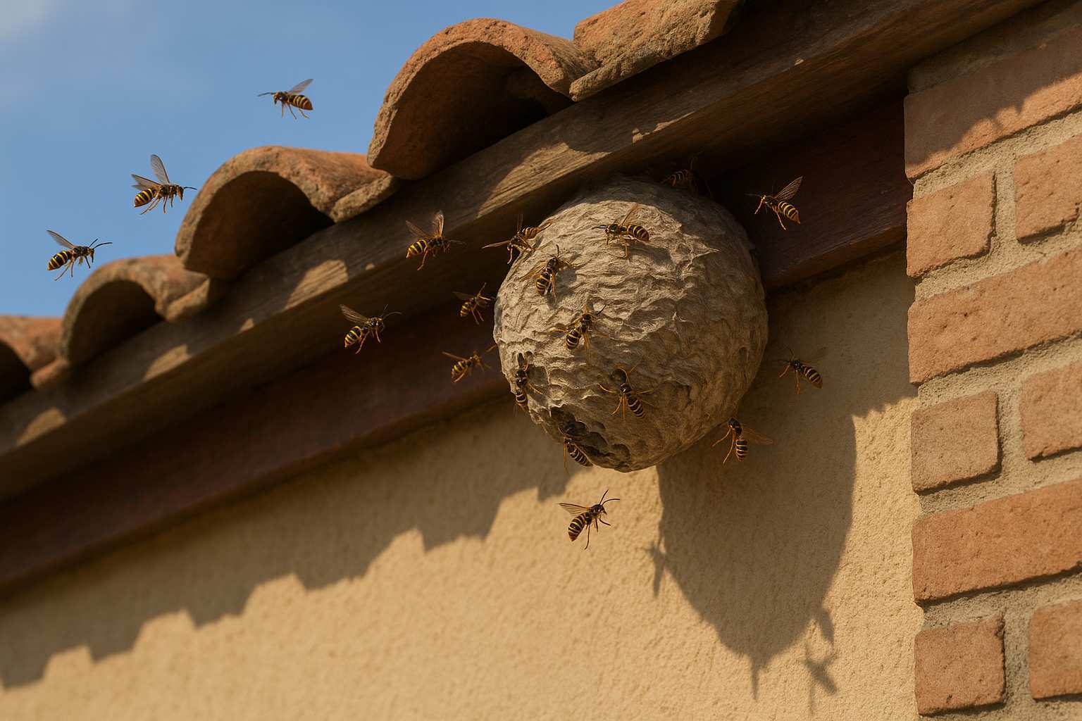 Nido de avispas en tejado