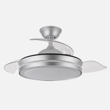 Ventilador de techo con aspas desplegables y luz LED Esparta Mini plata 91 cm