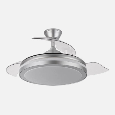 Ventilador de techo con aspas desplegables y luz LED Esparta Plus plata  107 cm