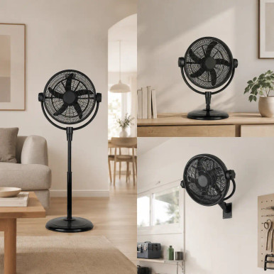 Ventilador 3 en 1 en pie pared o sobremesa Aifos negro
