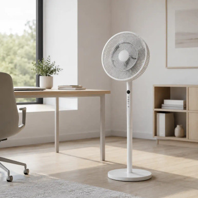 Ventilador de pie con mando y temporizador Azor blanco