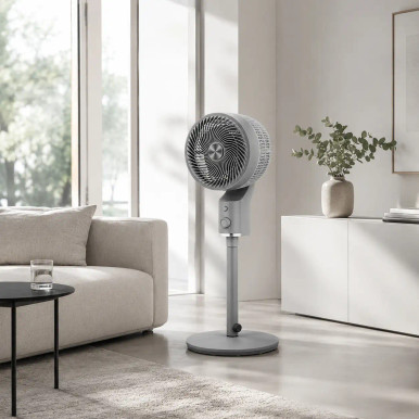 Ventilador de pie oscilante fijo y rotatorio Talamo gris cromo