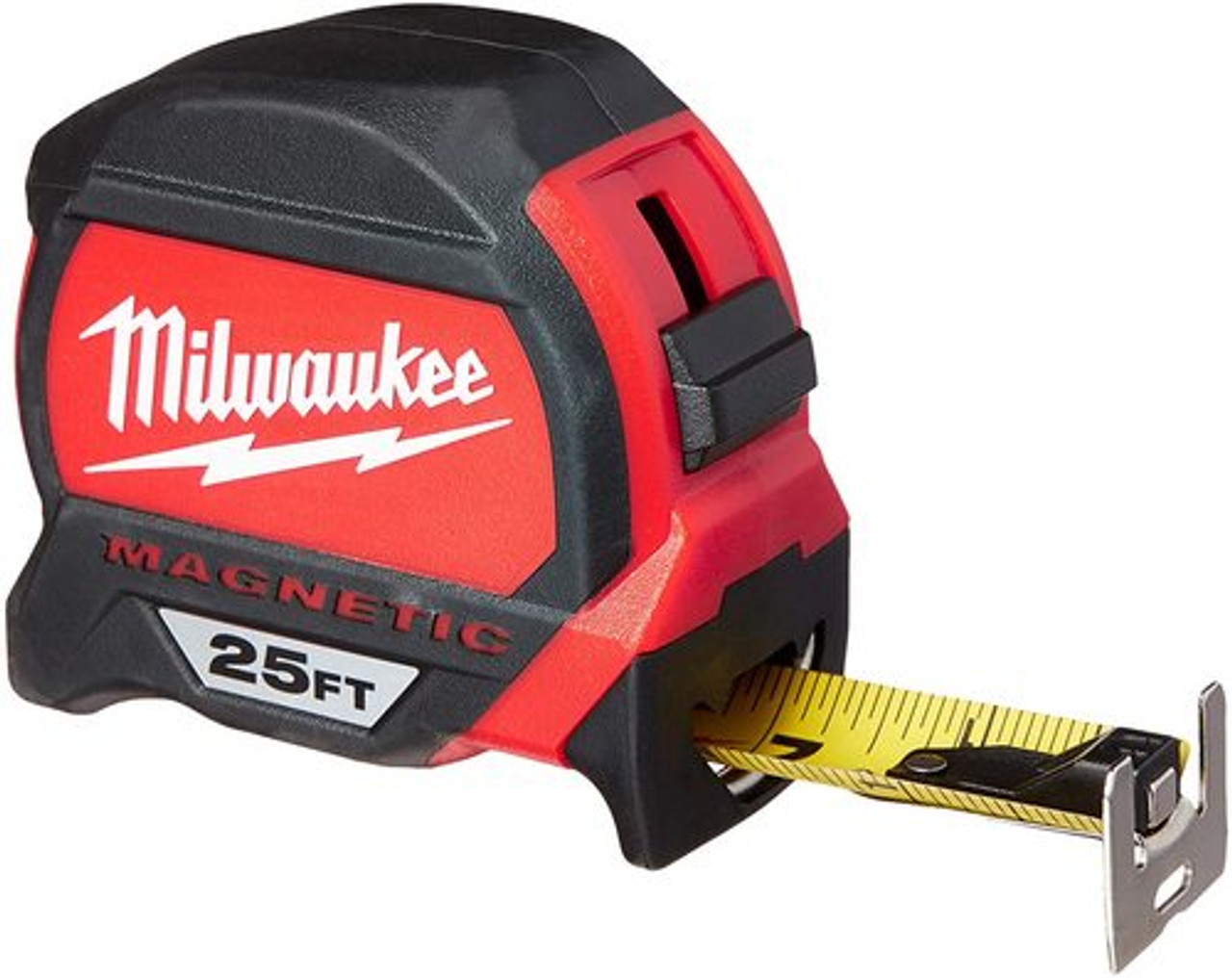 25 ft Red/Black Wide Blade Magnetic Tape Measure by Milwaukee at