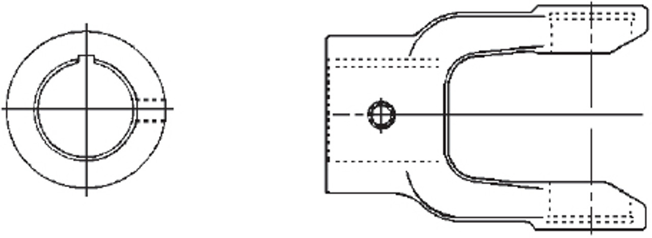 IMPL YOKE 1-1/4 RB 1/4" KW SIZE 6