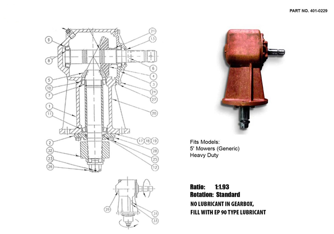 GEARBOX 125 HP, Ratio 1:1.93, Standard Rotation