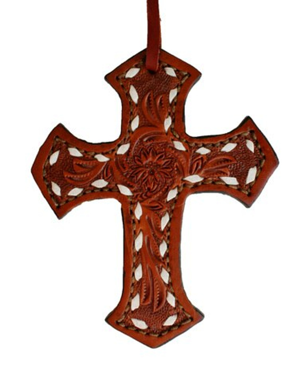 Saddle Cross, Floral Tooling (Toast)