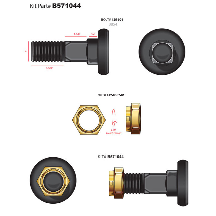 Blade Bolt & Nut, B571044, Commonly Fits Servis / Rhino - Rancher