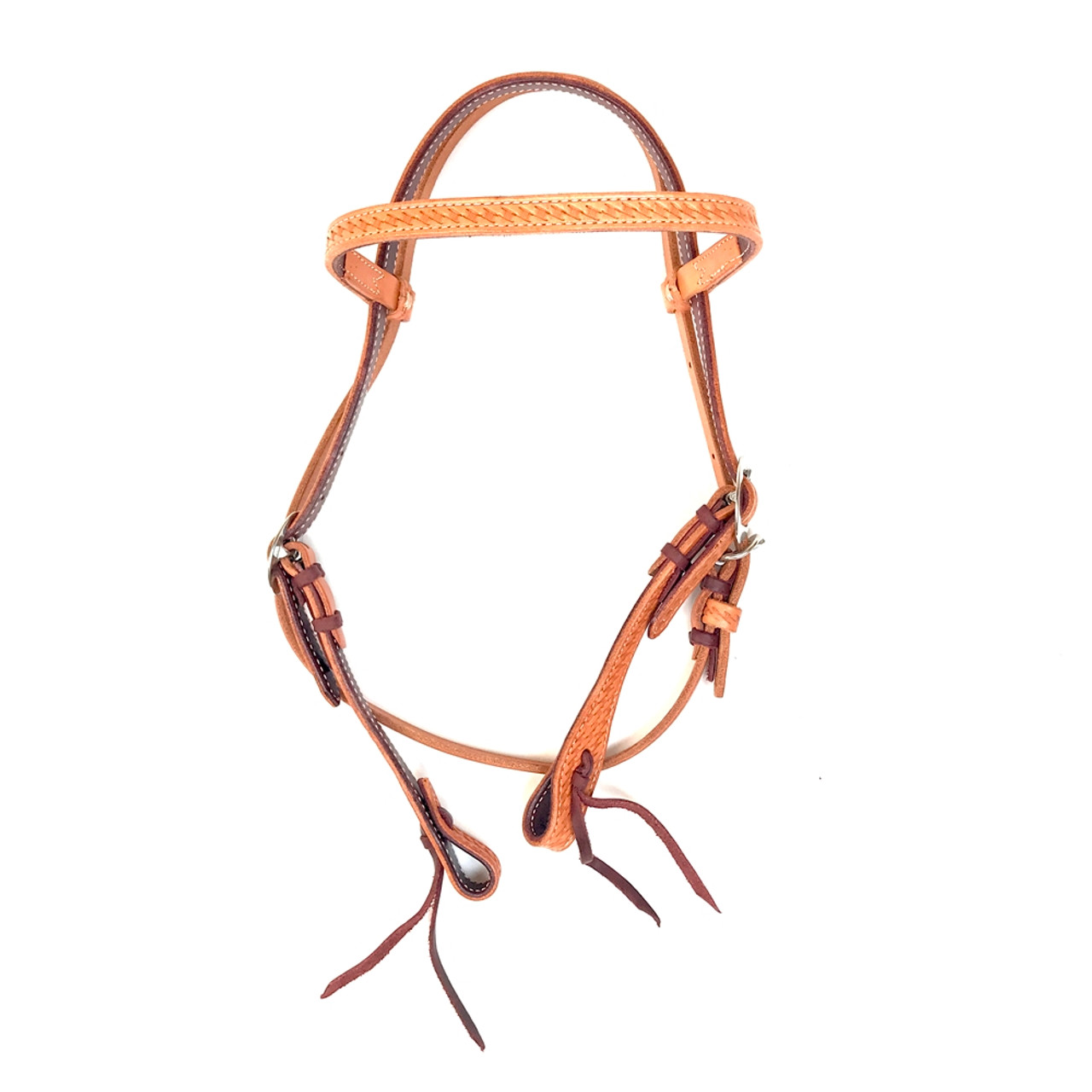 Elite Headstall, Basket Tooling, Hand Laced (Caramel)