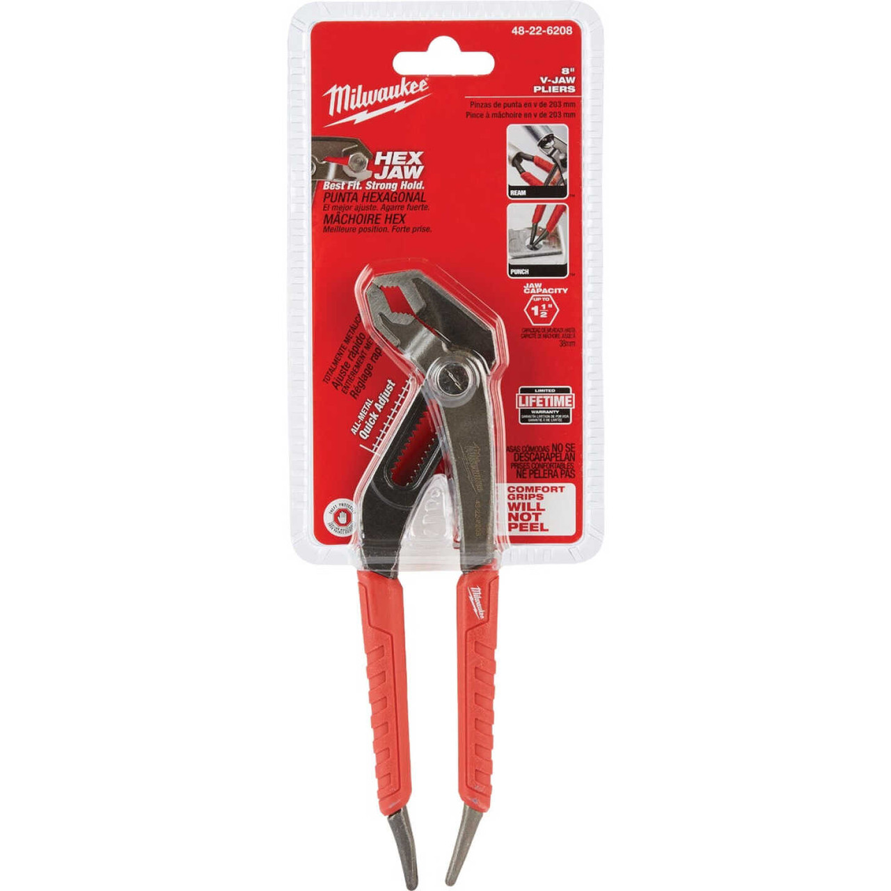 Milwaukee 8 In. Comfort Grip V-Jaw Groove Joint Pliers