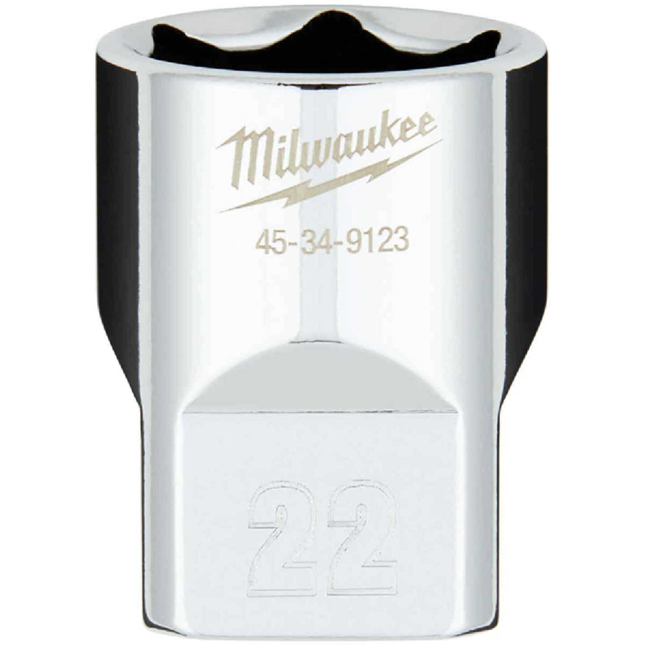 Milwaukee 1/2 In. Drive 22 mm 6-Point Shallow Metric Socket with FOUR FLAT Sides