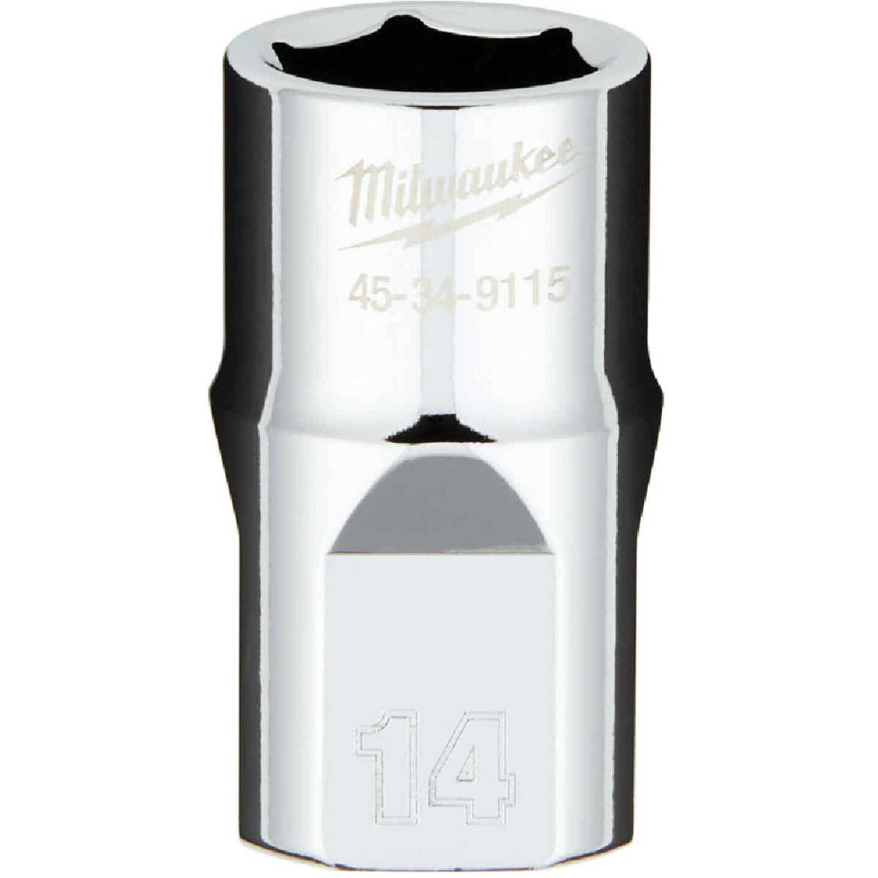 Milwaukee 1/2 In. Drive 14 mm 6-Point Shallow Metric Socket with FOUR FLAT Sides