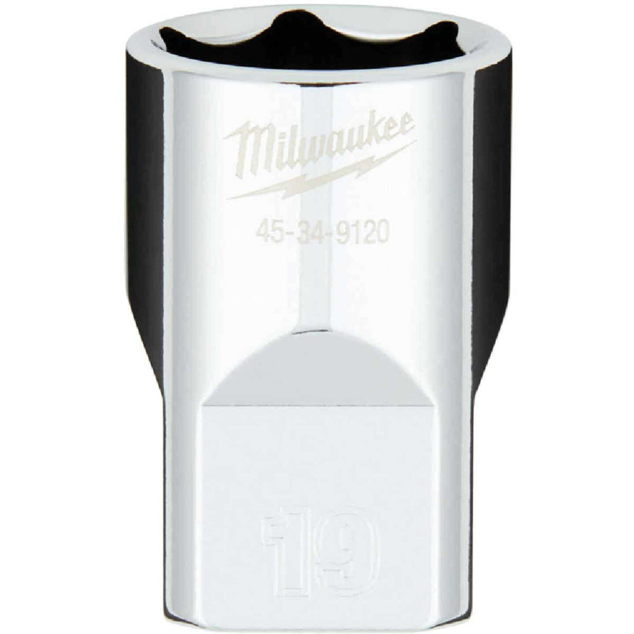Milwaukee 1/2 In. Drive 19 mm 6-Point Shallow Metric Socket with FOUR FLAT Sides