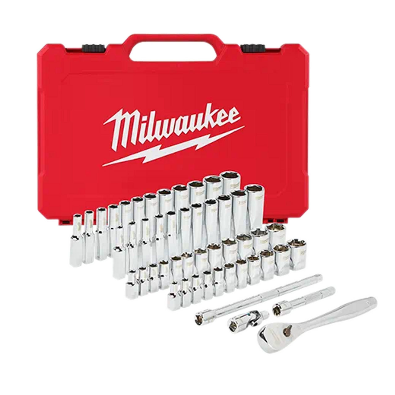 Milwaukee Standard/Metric 1/4 In. Drive 6-Point Ratchet & Socket Set (50-Piece)