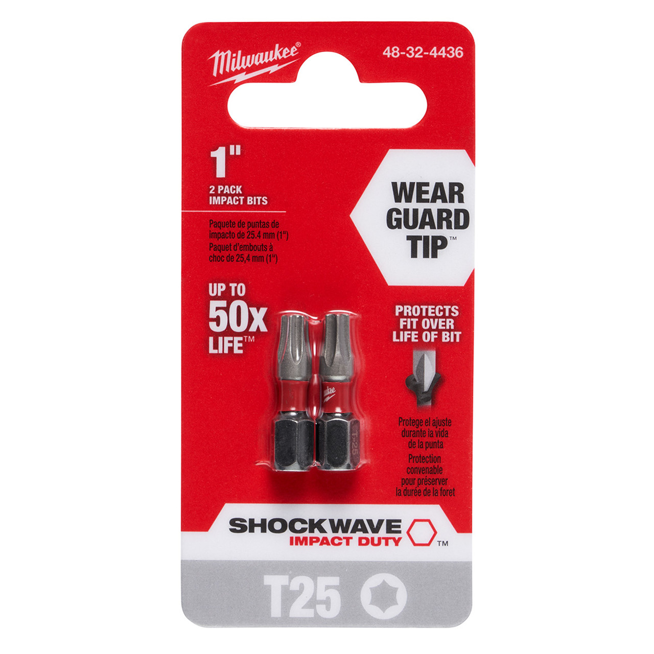 Milwaukee SHOCKWAVE Impact Duty 1" T25 Torx Alloy Steel Insert Bit (2-Pack)