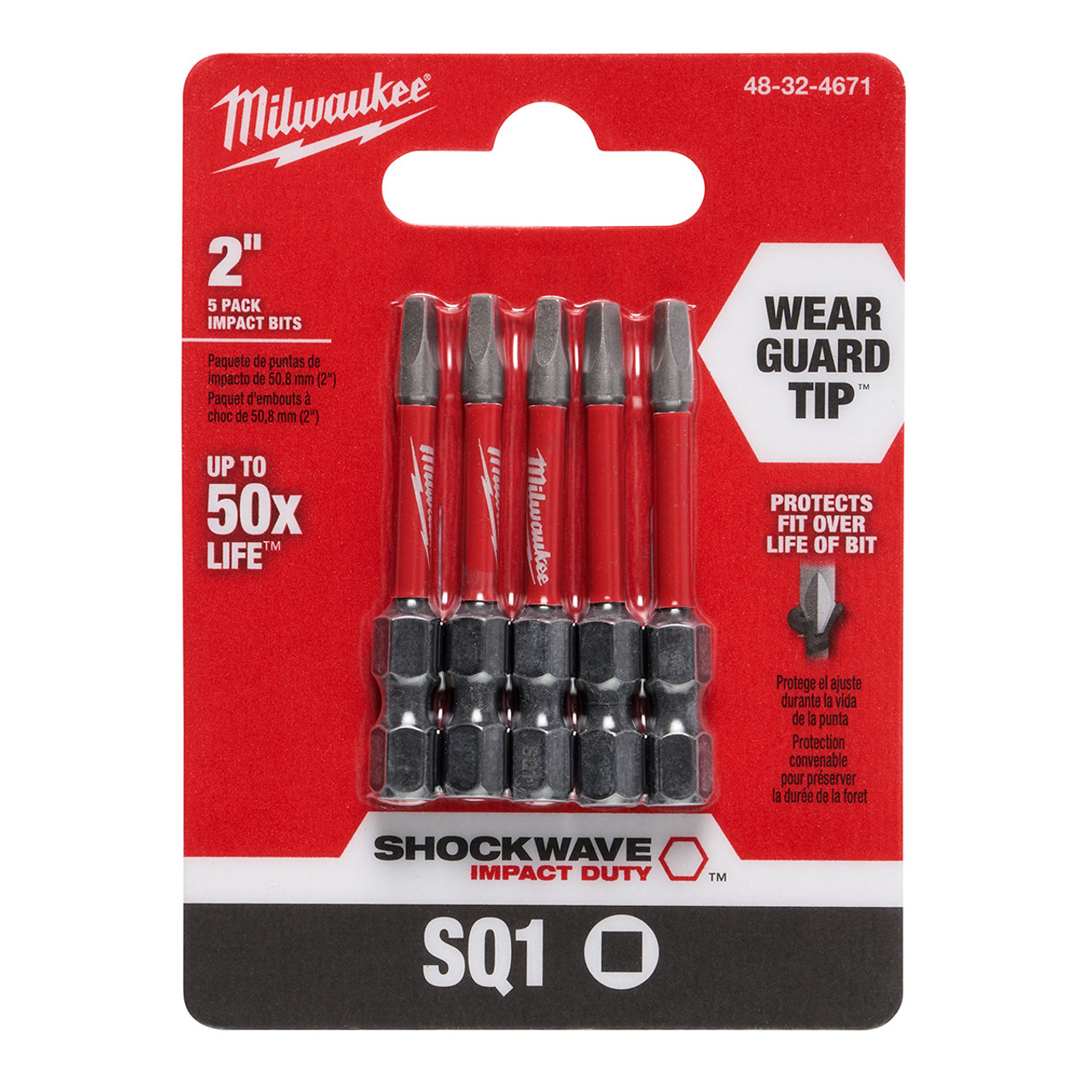 Milwaukee SHOCKWAVE Impact Duty 2 in. Square #1 Alloy Steel Screw Driver Bit (5-Pack)