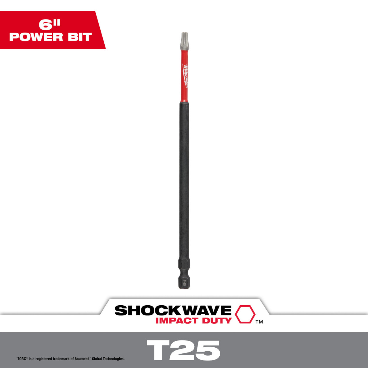 Milwaukee SHOCKWAVE Impact Duty 6 in. T25 Torx Alloy Steel Screw Driver Bit