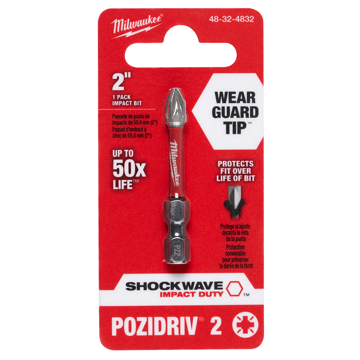✨P&M✨ 276020+30+646159 Milwaukee #2 Impact Pozidriv Power Power Bit, 1/4