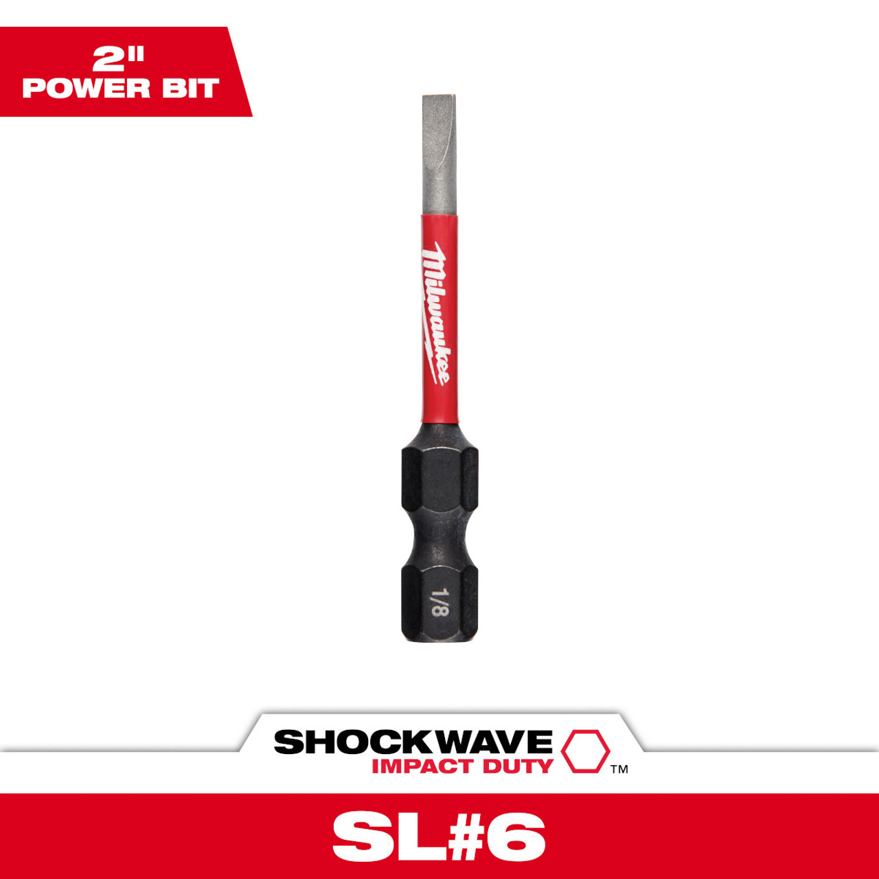 Milwaukee SHOCKWAVE 1/8 In. Slotted 2 In. Power Impact Screwdriver Bit