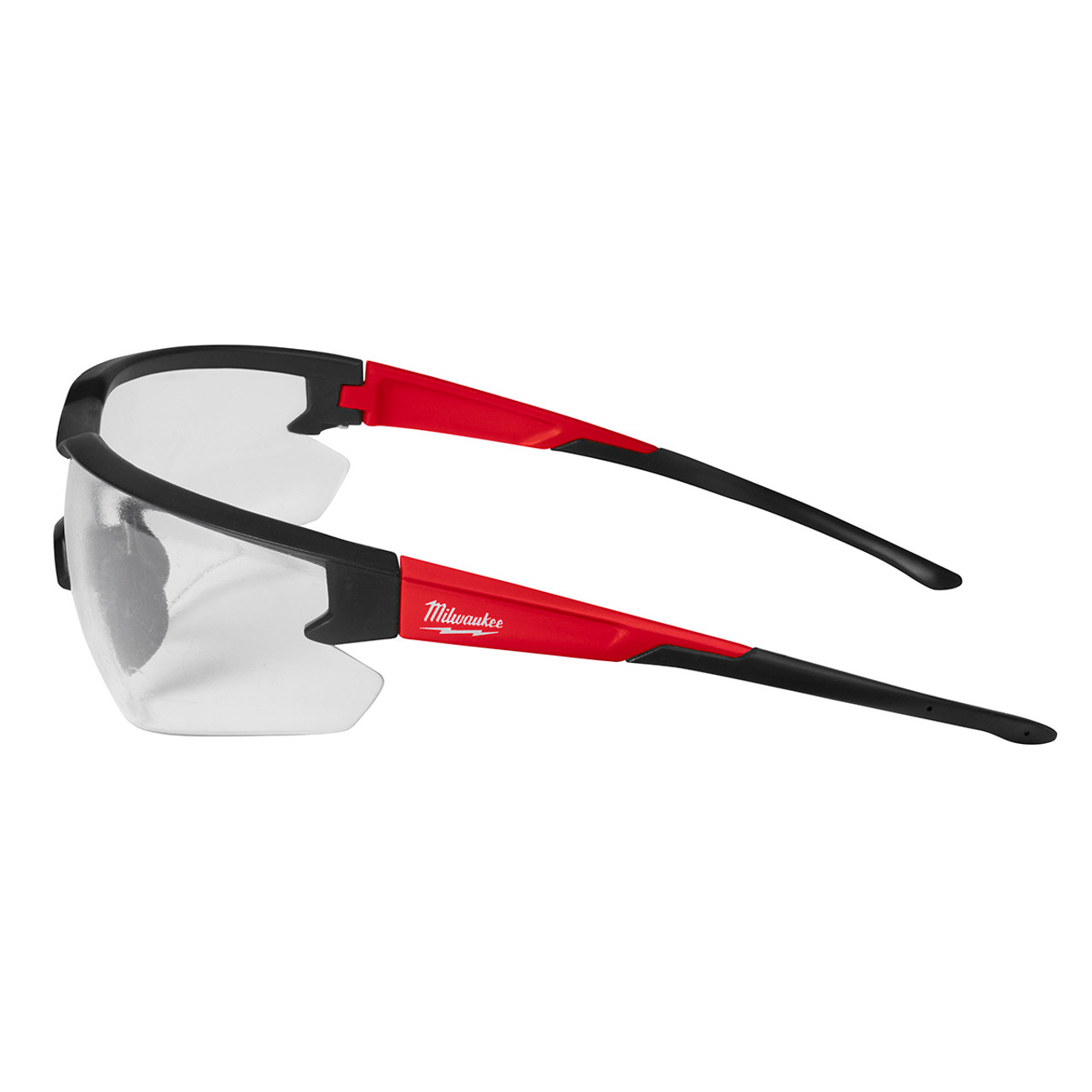 Milwaukee Red & Black Frame Safety Glasses with Clear Anti-Scratch Lenses