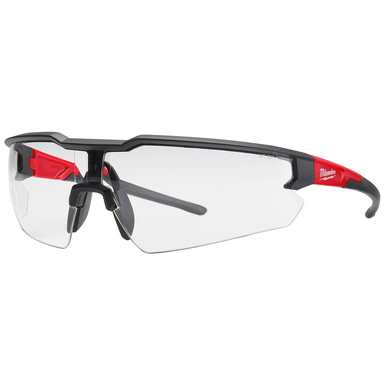 Milwaukee Red & Black Frame Safety Glasses with Clear Fog-Free Lenses