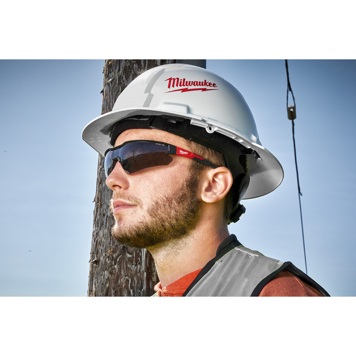 Milwaukee Red & Black Frame Safety Glasses with Tinted Fog-Free
