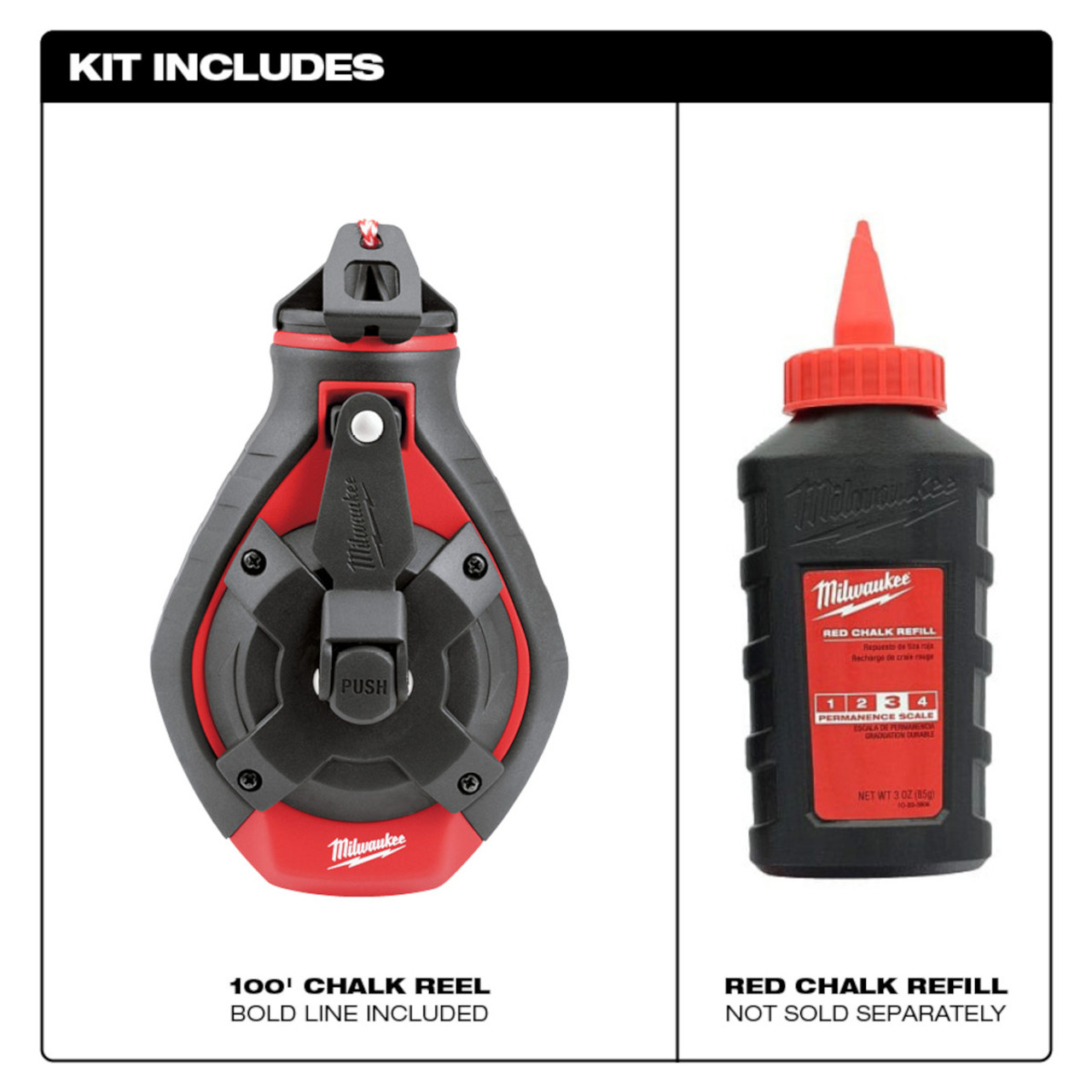 Milwaukee 100' Bold Line Kit w/ Red Chalk