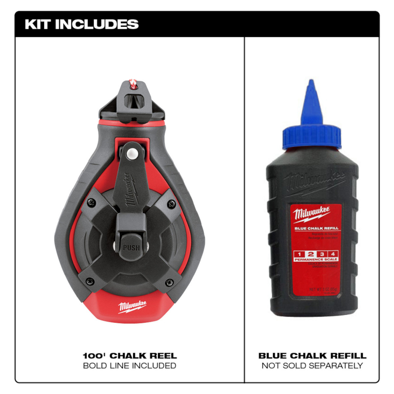 Milwaukee 100' Bold Line Kit w/ Blue Chalk