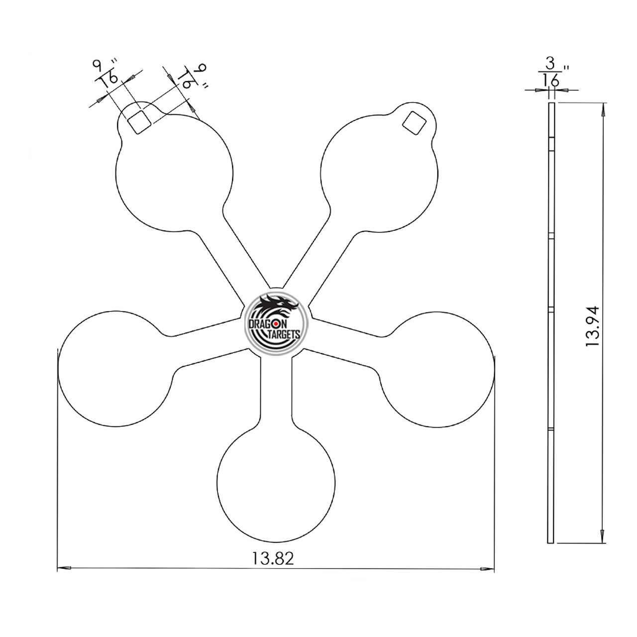 Dragon Targets Star (2-PACK) 1/4" A36 Steel Rimfire Shooting Target