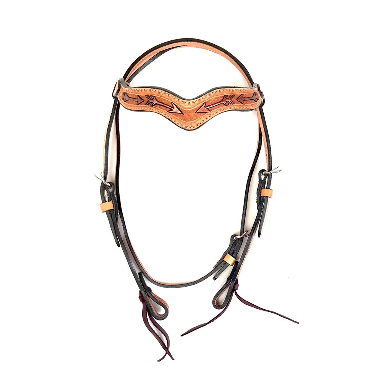 Wave-style Headstall, Arrow Tooling