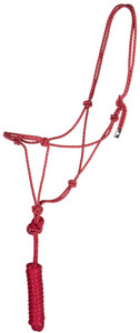 MOUNTAIN ROPE HALTER  W/ LEAD  RED/WHITE