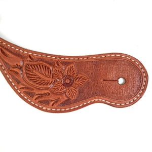 Elite Men's Spur Straps, Floral Tooling (Russet)