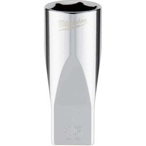 Milwaukee 1/4 In. Drive 15 mm 6-Point Deep Metric Socket with FOUR FLAT Sides