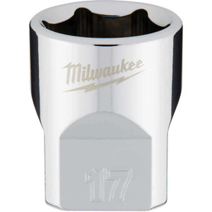 Milwaukee 3/8 In. Drive 17 mm 6-Point Shallow Metric Socket with FOUR FLAT Sides