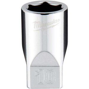 Milwaukee 1/4 In. Drive 10 mm 6-Point Shallow Metric Socket with FOUR FLAT Sides
