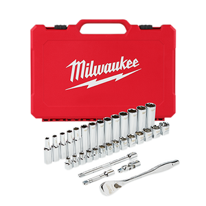Milwaukee Metric 3/8 In. Drive 6-Point Ratchet & Socket Set (32-Piece)