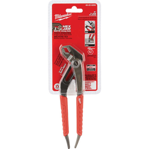 Milwaukee 8 In. Comfort Grip V-Jaw Groove Joint Pliers Milwaukee 8 In. Comfort Grip V-Jaw Groove Joint Pliers