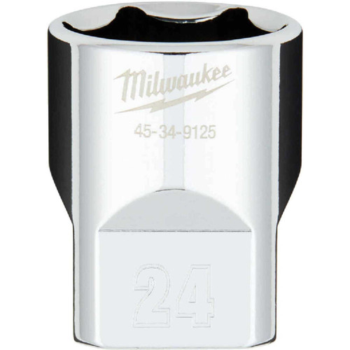 Milwaukee 1/2 In. Drive 24 mm 6-Point Shallow Metric Socket with FOUR FLAT Sides Milwaukee 1/2 In. Drive 24 mm 6-Point Shallow Metric Socket with FOUR FLAT Sides